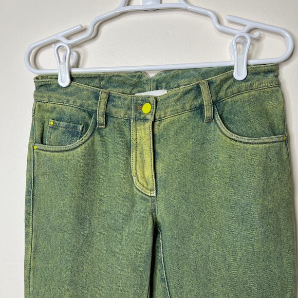 3.1 Phillip Lim Green Acid Wash Skinny Jeans Sz 2 High Waist Stretch Zip Hem - Picture 2 of 8